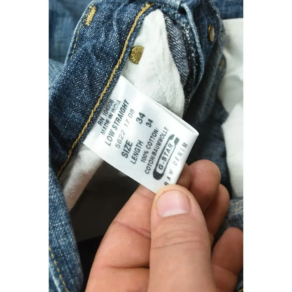 G-Star Raw Bootcut Jeans Mens 34x34 Blue Low Rise Straight Leg Button-Down Denim